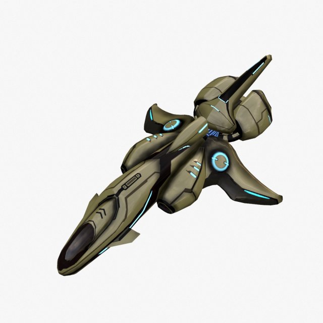 spaceship scout green 3D Model .c4d .max .obj .3ds .fbx .stl .blend 