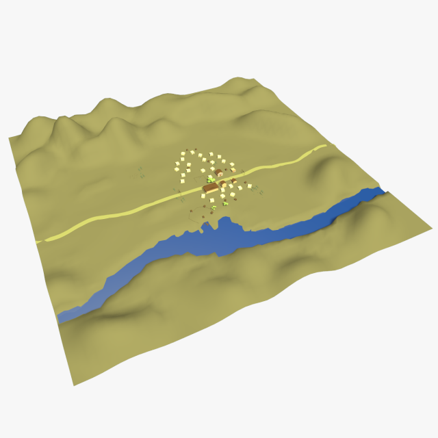 landscape with villages wild west 3Dモデル .c4d .max .obj .3ds .fbx .stl .blend 