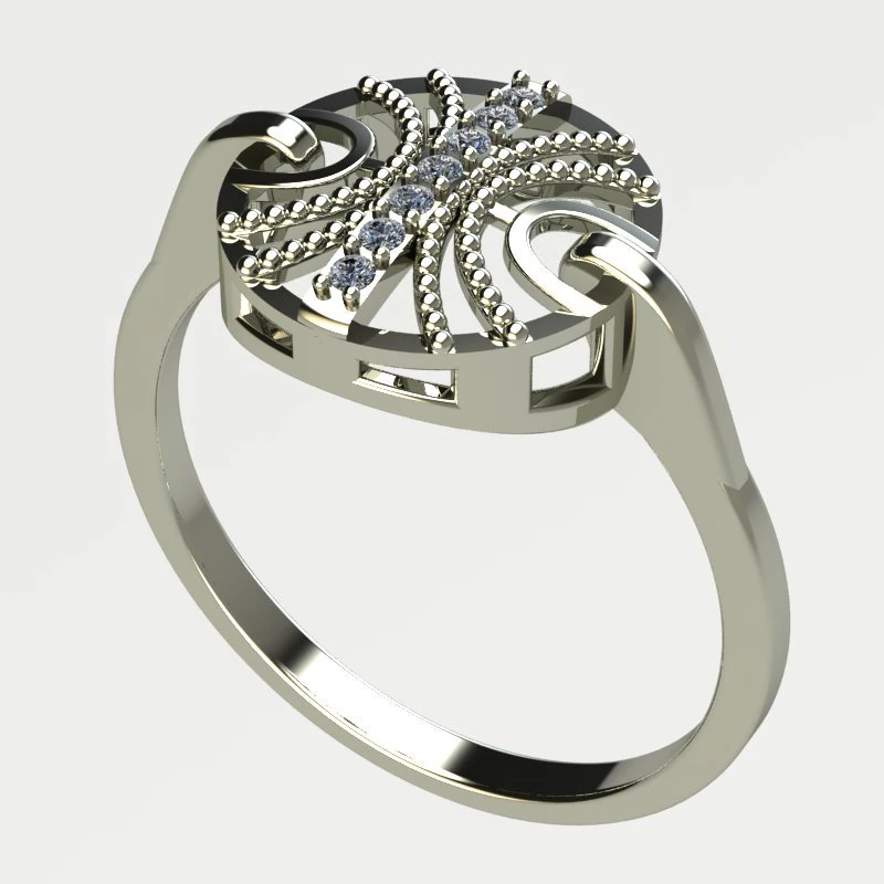White gold ring 3D Print Model .c4d .max .obj .3ds .fbx .stl .blend 