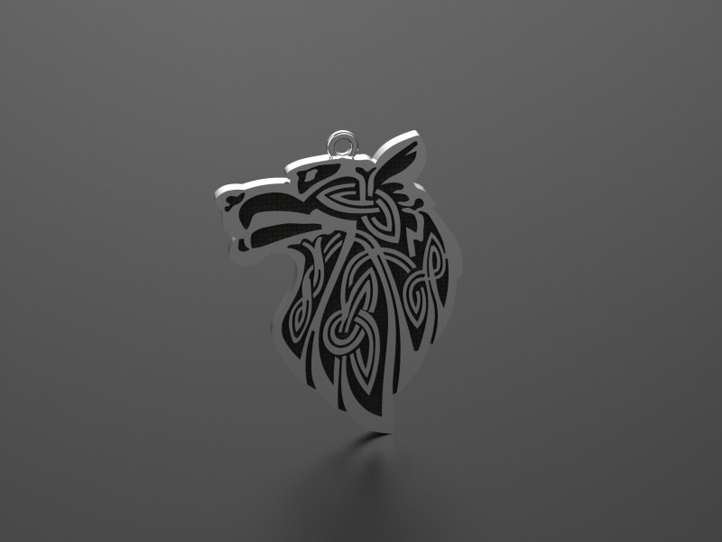 Celtic Wolf Head Pendant 3D Print Model .c4d .max .obj .3ds .fbx .stl .blend