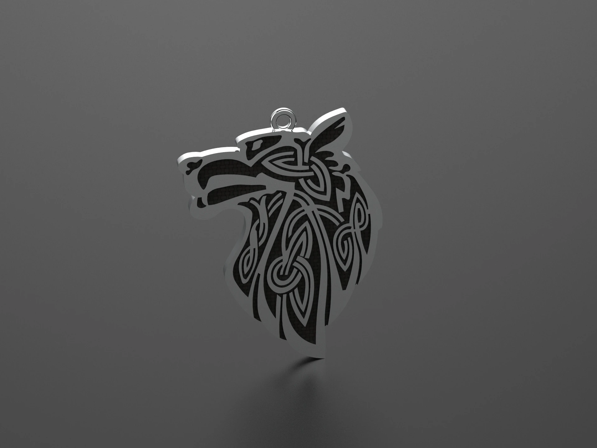 Celtic Wolf Head Pendant 3D Print Model .c4d .max .obj .3ds .fbx .stl .blend 