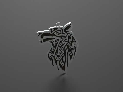 Celtic Wolf Head Pendant 3D-Druckmodell