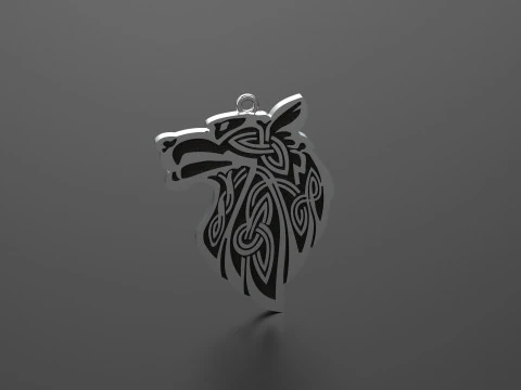 Celtic Kurt Başı Kolye 3D Baskı Modeli