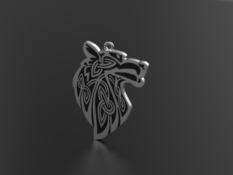 Celtic Wolf Head Pendant 3D Print Model