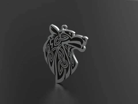 Celtic Wolf Head Pendant 3D Print Model