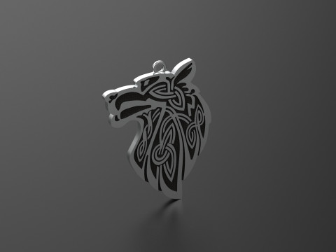 Celtic Wolf Head Pendant 3D Print Model