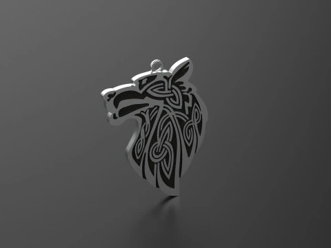 Celtic Wolf Head Pendant 3D Print Model