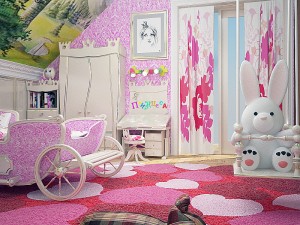 bedroom furniture girl princess 3D Model