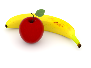 banana and apple Modelo 3D