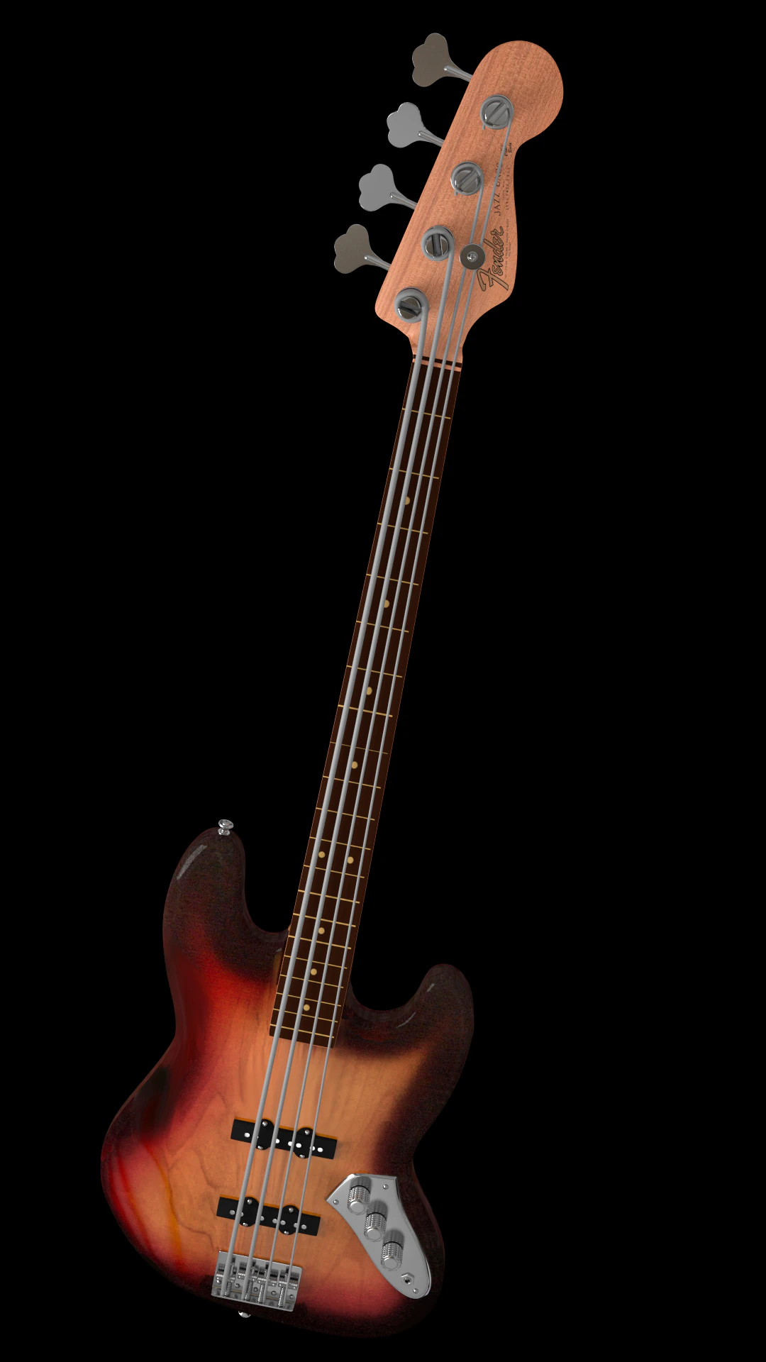 fender bass 3D Model .c4d .max .obj .3ds .fbx .stl .blend