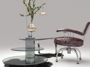 coffee table with armchair and carpet 3Dモデル