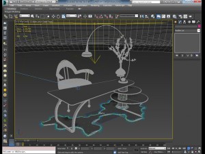 coffee table with armchair and carpet 3Dモデル
