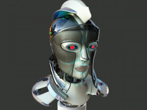 robotic spartan woman head 3D Model