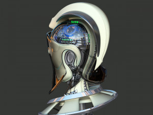 robotic spartan woman head 3D Model