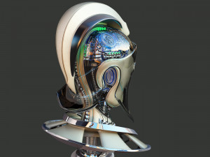 robotic spartan woman head 3D Model