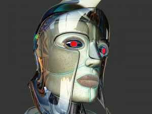 robotic spartan woman head 3D Model