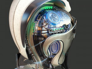 robotic spartan woman head 3D Model