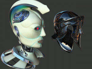 robotic spartan woman head 3D Model