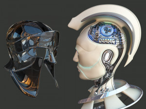 robotic spartan woman head 3D Model