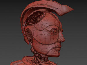robotic spartan woman head 3D Model