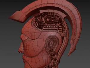 robotic spartan woman head 3D Model