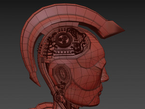 robotic spartan woman head 3D Model