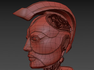 robotic spartan woman head 3D Model