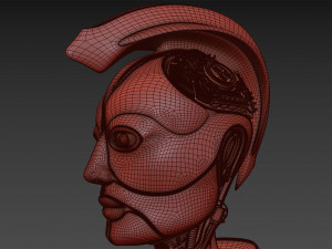 robotic spartan woman head 3D Model
