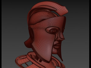 robotic spartan woman head 3D Model