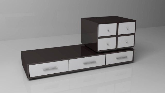 black and white drawers 3D 模型 .c4d .max .obj .3ds .fbx .stl .blend 