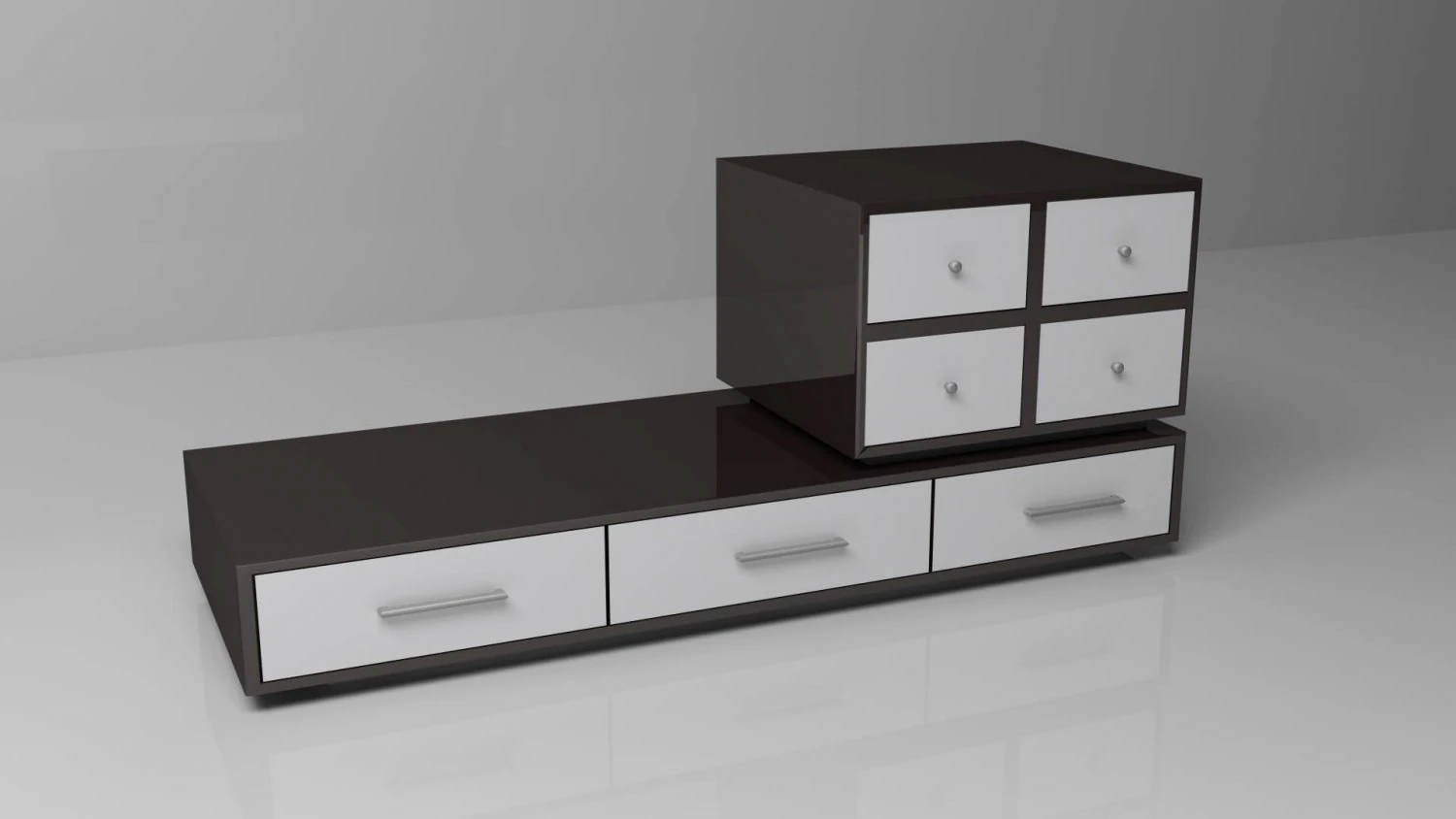 black and white drawers 3D Model .c4d .max .obj .3ds .fbx .stl .blend 