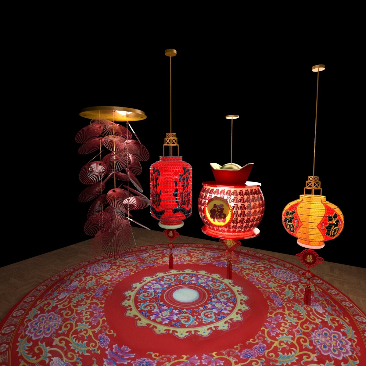 Red best sale lantern lamp