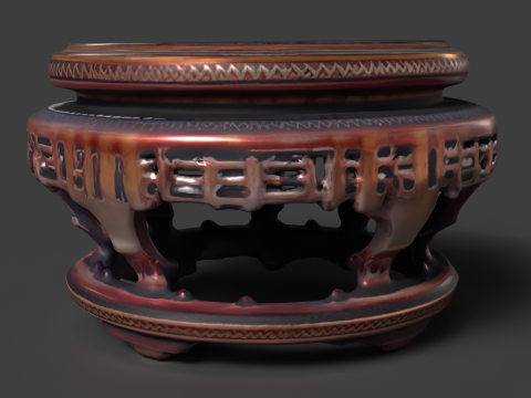 Chinese wooden round display stand 3D Model