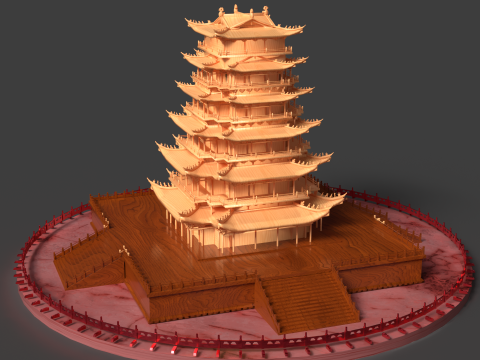 Chinese ancient tower 3D Model