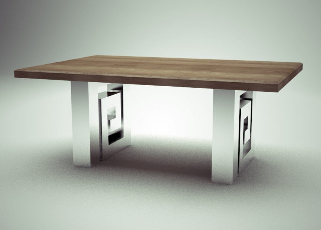 table chrome wood 3D Model .c4d .max .obj .3ds .fbx .stl .blend 