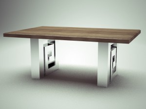 table chrome wood 3Dモデル