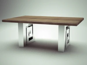 table en bois chrom&eacute; Modèle 3D