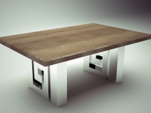 table chrome wood 3D Model