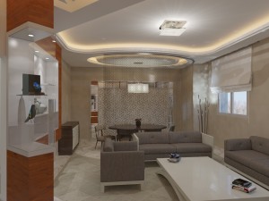 living room in grey marble 3D Model