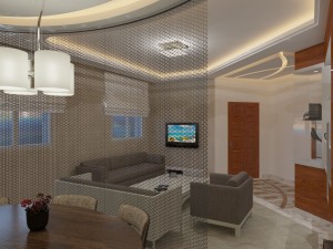 living room in grey marble 3D Model