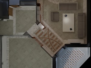living room in grey marble 3D Model