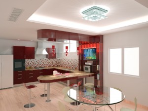 red kitchen Modelo 3D