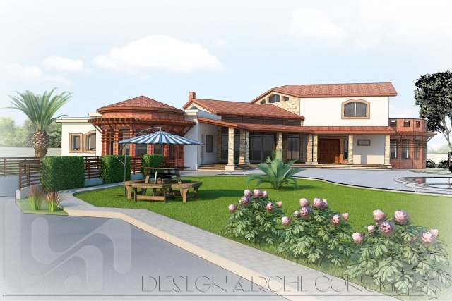 tiled roof house 3D Model .c4d .max .obj .3ds .fbx .stl .blend 