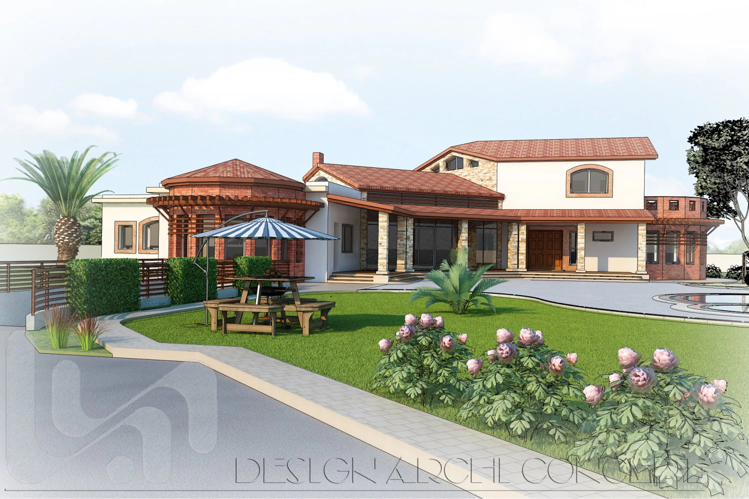 tiled roof house 3D Model .c4d .max .obj .3ds .fbx .stl .blend 