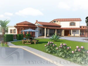 casa com telhado de telha Modelo 3D