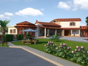 tiled roof house 3D Model