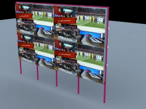 Montaje de pantalla LED junto Modelo 3D