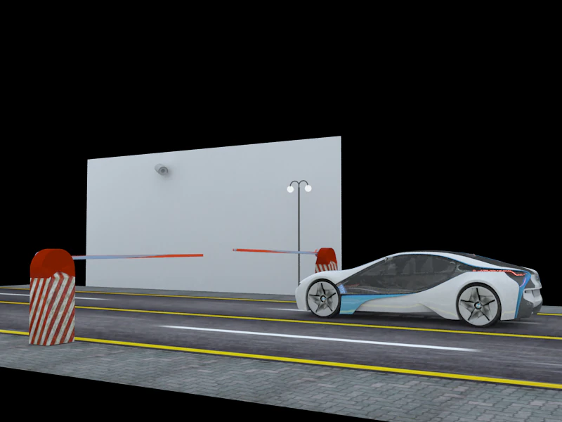 cctv and gate barrier 3D Model .c4d .max .obj .3ds .fbx .stl .blend 