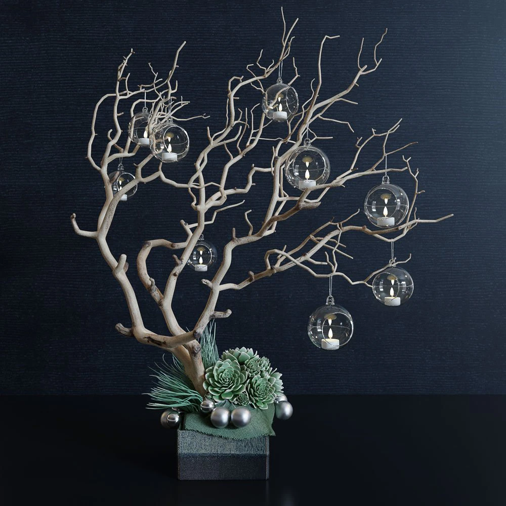 Decor branch and christmas toy 3D Model .c4d .max .obj .3ds .fbx .stl .blend 