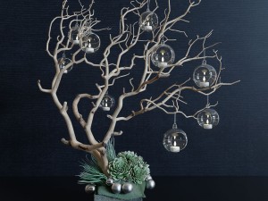 Decor branch and christmas toy 3D Model